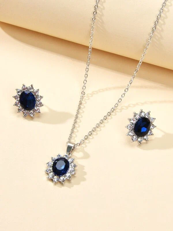Females Planet- 3pcs rhinestone embellished jewelry set