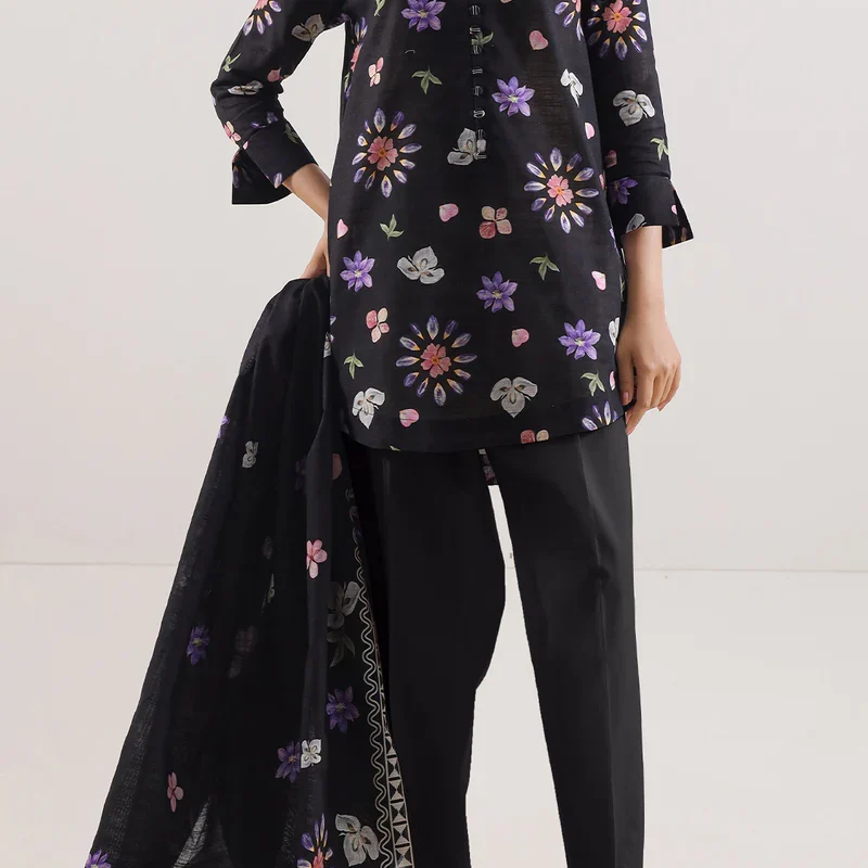 Unstitched Printed Cotton Khaddar 3 Piece