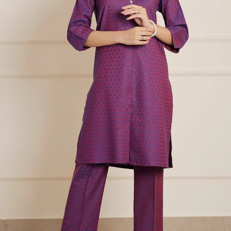 Cotton Jacquard Stitched 2 Piece (Shirt/Trouser)