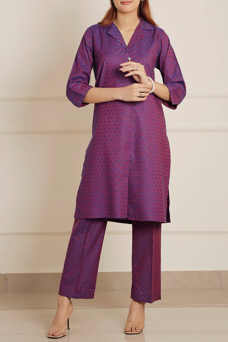 Cotton Jacquard Stitched 2 Piece (Shirt/Trouser)
