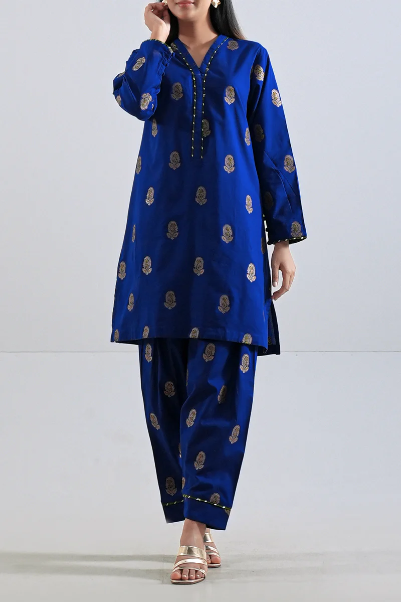 Cotton Jacquard Stitched 2 Piece (Shirt/Trouser)