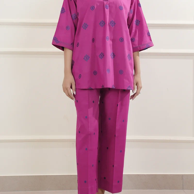 Cotton Jacquard Stitched 2 Piece (Shirt/Trouser)